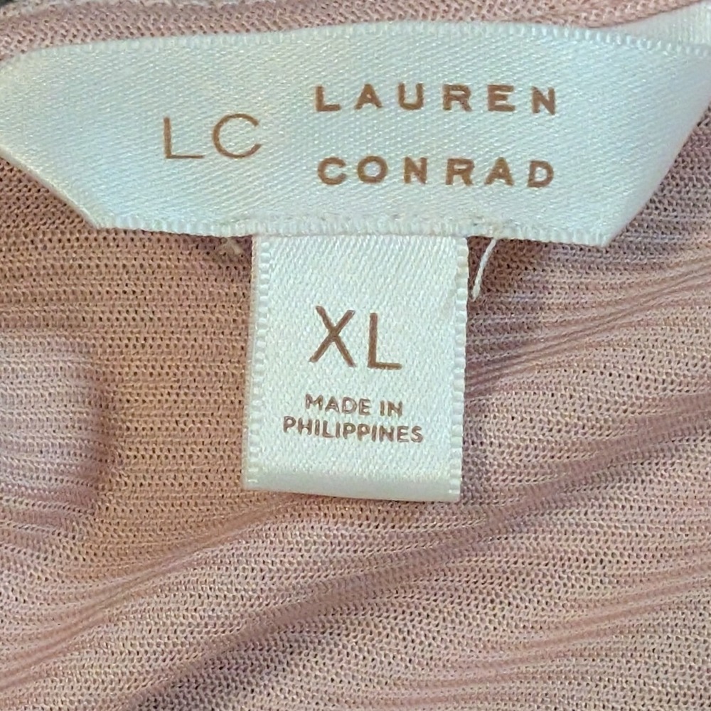 Lauren Conrad XL Pink Floral Tiered Ruffle Blouse Romantic Boho Fairy Feminine - Picture 4 of 8